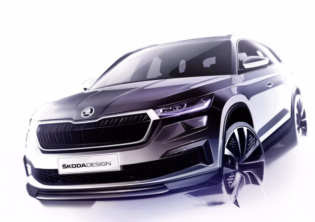 ŠKODA KODIAQ - první skici upraveného vzhledu