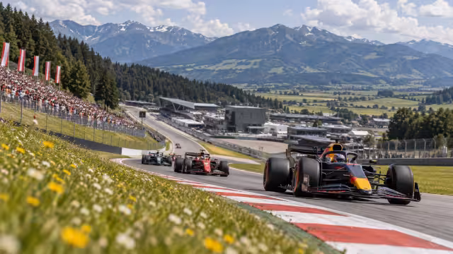 Generovaná panoramatická ilustrace současného okruhu Red Bull Ring.