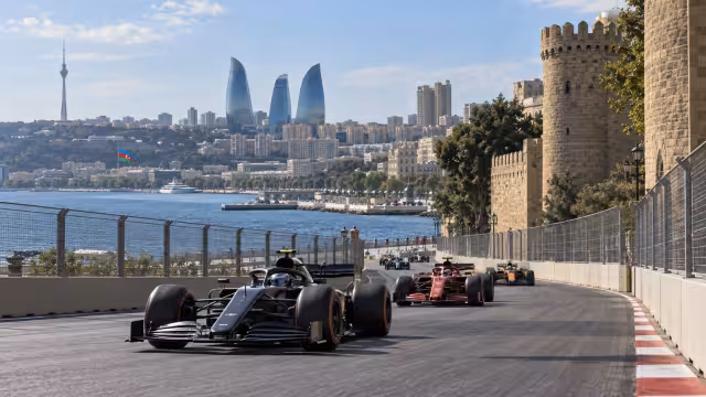 Generovaná panoramatická ilustrace současného okruhu v Baku.