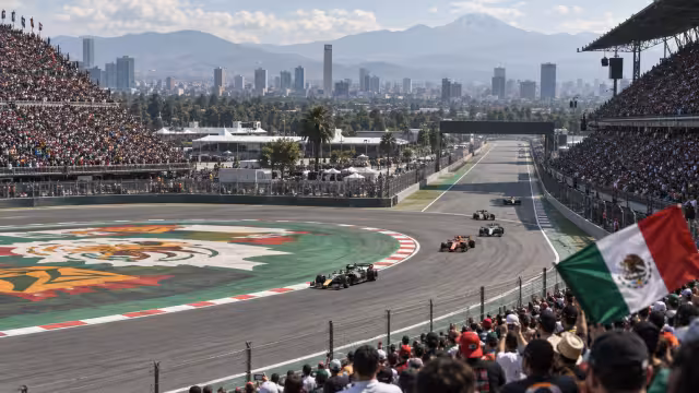 Generovaná panoramatická ilustrace současného okruhu bratří Rodríguezových v Mexico City.